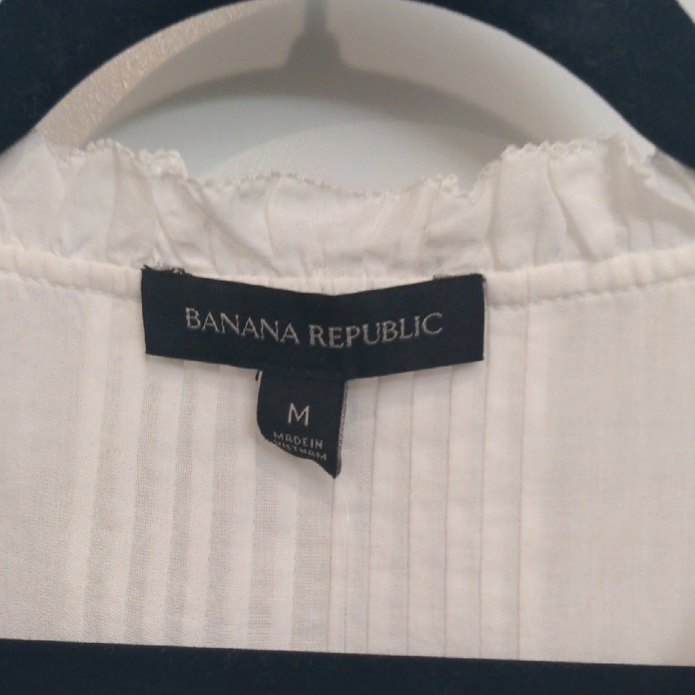 NWT Banana Republic White Ruffle Cap Sleeve Sheer Blouse - Picture 3 of 10